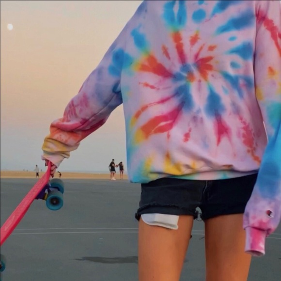 Rainbow tie dye Champion pullover crewneck - Picture 1 of 3